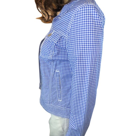 Talbots Classic Jean Jacket in Gingham Size XS NWOT - Picture 5 of 10